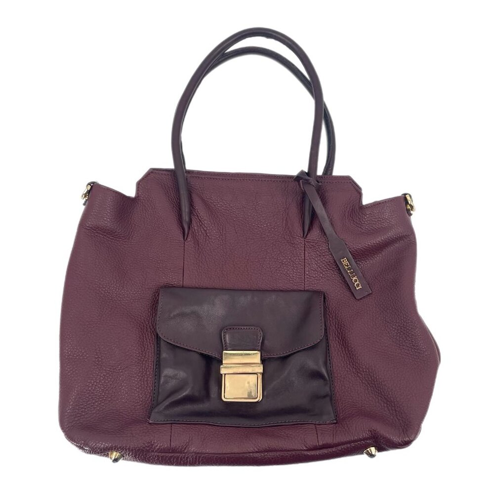 Bellucci Purple Leather Hobo Bag | Gold Hardware